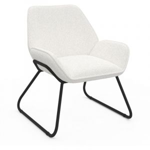 Idmarket Fauteuil sixtine en tissu bouclette et pieds métal noirs