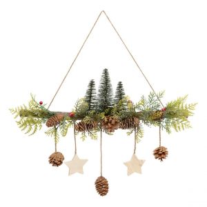 Atmosphera Suspension de Noël déco Sapin et Pomme de pin L 48 cm - Feeric Christmas