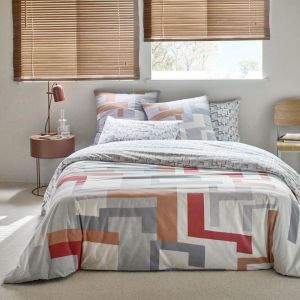Housse de couette double face à motifs imprimés grise ZIGZAGANT