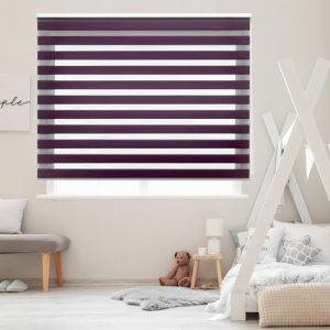 Blindecor Lira Store enrouleur jour nuit tissu double, couleur Violette, store zèbre 140 x 180 cm (largeur x hauteur) | Taille du tissu 137 x 175 cm. Stores tissu double élégants