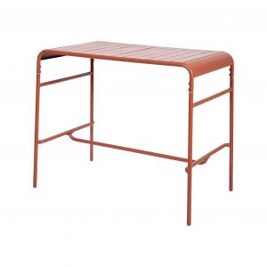 Sweeek Table haute de jardin métal 4 places terracotta 120 x 70 x 95cm
