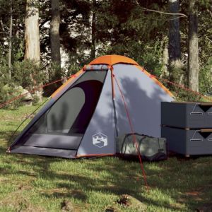 Image de VidaXL Tente de camping &agrave; d&ocirc;me 2 personnes gris et orange imperm&eacute;able