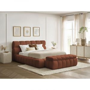Bobochic Lit coffre MONT-BLANC + Bout de lit MONT-BLANC tissu bouclette