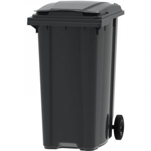 ESE France Conteneur Poubelle à déchets 2 roues - 360L - Robuste et Économique - 100% Recyclé - Gris - Fabriqué en France