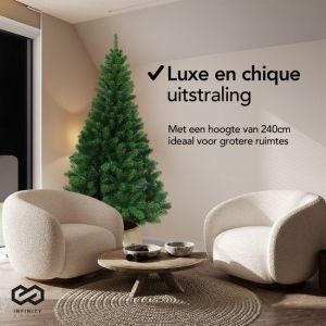 Infinity Goods Artificial Christmas Tree - 240 cm - Arbre de No&euml;l r&eacute;aliste en plastique - Support en m&eacute;tal - Sans lumi&egrave;res - Vert