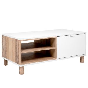 Image de loftscape Table Basse 1 porte - Blanc - L 110 x P 60 x H 42,5 cm - MENORCA