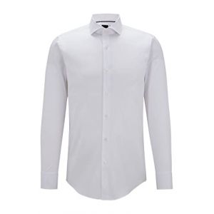 Image de Boss Effect Hommes P-HANK-spread-C1-222 Chemise Slim Fit en Popeline de Coton mélangé Facile à Repasser