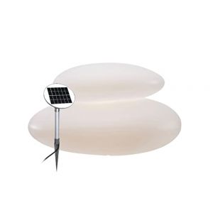 8 Seasons Design Lampe de baie brillant en pierre solaire solaire 2W poly&eacute;thyl&egrave;ne blanc IP44 3000K L: 39 cm B: 29cm H: 22 cm avec capteur cr&eacute;pusculaire