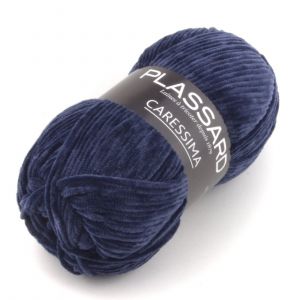 Pelote de fil à tricoter Caressima bleu foncé 100m - Plassard