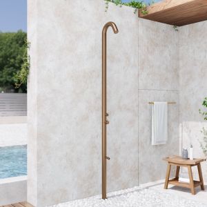 Naturel Douche ext&eacute;rieure de jardin et piscine, en inox 316, eau chaude et froide, douchette pieds, couleur cuivre (NATUREL-LFR)