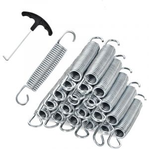 COSTWAY Lot de 20 Ressorts de Trampoline, Ressorts en Acier Galvanisé Robuste, avec Outil de Traction en T, Kit de Remplacement de Trampoline