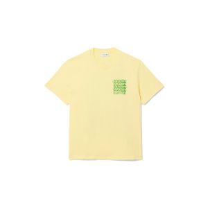 Lacoste T-shirt en coton graphique à manches courtes jaune vert - S