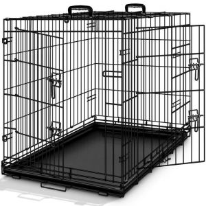 Image de Cage de Transport 91 x 58 x 64 cm pour Chien Pliable 2 Portes Transportable Caisse de Transport en métal - Tresko