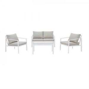 Salon de jardin avec structure en aluminium avec coussins 4 personnes Fira Gris