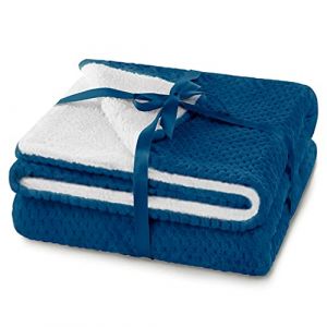 AmeliaHome Couverture Douillette 70 x 150 cm - Matelassage délicat - Aspect Peau de Mouton - Shleepy Indigo