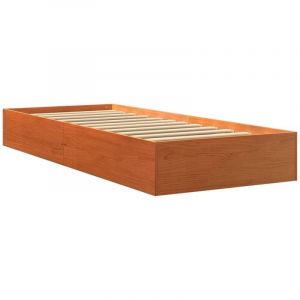 VidaXL Cadre de lit cire marron 90x190 cm bois de pin massif Brun