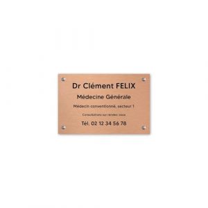 Plaque professionnelle personnalisée en pvc pour médecin - 1 à 5 lignes de texte - Format 30 x 20 cm - Cuivre lettres noires