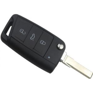 Phonillico Coque Clé pour VW Polo Golf 7 T-Roc Tiguan Seat Ibiza Leon Ateca Arona Toledo Skoda Fabia Octavia - 3 Boutons