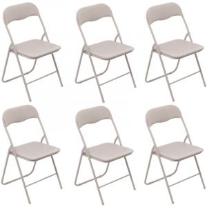 Toilinux - Lot de 6 chaises pliantes en pvc