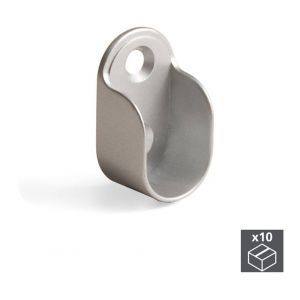 Emuca Lot de 10 supports pour barre de penderie armoire en zamak finition gris métallisé - 7060825