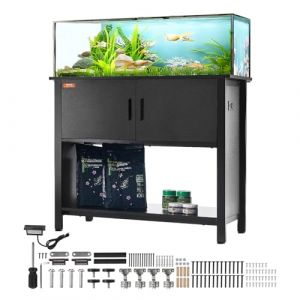 VEVOR Support pour Aquarium Charge 152 kg, Meuble pour Aquarium Aquariophilie 93x48x80 cm, en Acier et MDF, Support pour Réservoir de Reptiles avec Armoire de Rangement et Prise Électrique Intégrée