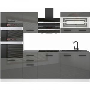 Belini - Cuisine Equipee Complete Tracy Muebles de Cuisine Complets - 240 cm. Cuisine Complete sans Plan de Travail, Argent très Brillant