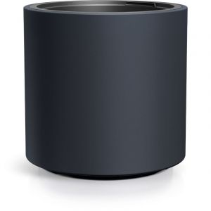Spetebo - Pot de fleurs xl en plastique rond, forme droite - 47 x 44 cm - bac à fleurs design en anthracite avec insert pour plantes - bac à fleurs