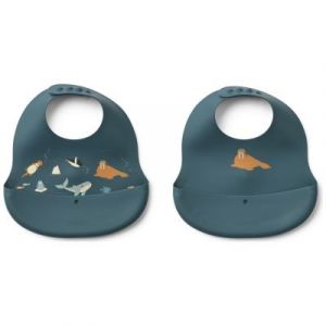 Liewood Lot de 2 Bavoirs Ember - Arctic Sea Ocean View