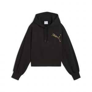 Puma Sweatshirt &agrave; capuche crop femme Leo Luxe Relaxed