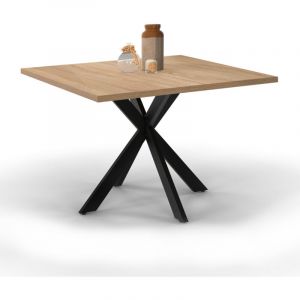 Idmarket Table basse carrée ALIX pied araignée 70 cm bois et noir