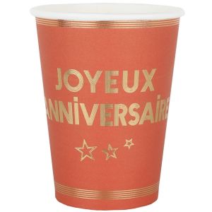 Ruedelafete Lot de 10 Gobelets anniversaire Star d'un jour, Terracotta