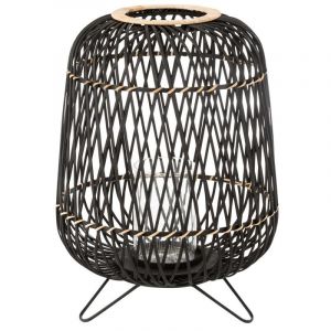 Prix Lanterne Déco Bambou sur Pied 57cm Noir