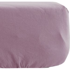 Vent du Sud Drap housse prune en percale de coton 80 fils 160 x 200 x 35 cm