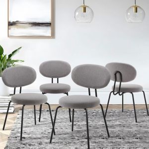 Chaise-Lot de 4 Chaises -Chaise de Salle à Manger, Structure en Métal, Design Vintage, Chaise Idéales pour Cuisine et Salle à Manger-Gris - Colamy