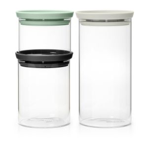 Image de Brabantia Bocaux en verre lot de 3 Noir-gris-vert