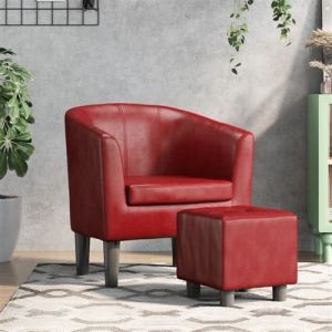 VidaXL Fauteuil cabriolet avec repose-pied rouge bordeaux similicuir