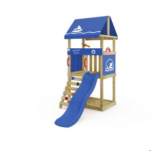 Wickey Tour de jeu DinkyHouse pour tout-petits avec toboggan et échelle d'escalade - bleu