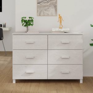 Image de VidaXL Buffet 113x40x80 cm Bois Massif de Pin Blanc - Blanc