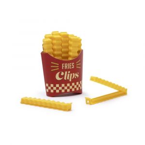 Pa design Set de 12 clips &agrave; sachets frites polypropyl&egrave;ne jaune