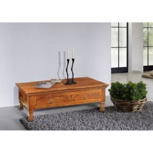 Table basse 120x75cm - Bois massif dacacia laqué (Miel) - OXFORD #0445