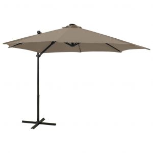 VidaXL Parasol déporté avec mât et lumières LED Taupe 300 cm