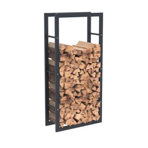 BC-Elec HHWPF0019 Rangement à bois en acier noir 125*60*25CM, rack pour bois de chauffage, range-bûches - Noir