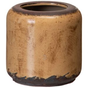 Rétro Ixia Petit Cache pot en céramique vieillie - Hauteur 14 cm - Diamètre 14 cm