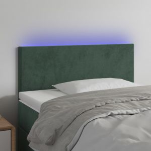 Image de VidaXL T&ecirc;te de lit &agrave; LED Vert fonc&eacute; 90x5x78/88 cm Velours