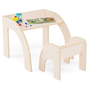 Table enfant Coast avec 2 chaises en bois - 60 × 60 × 52 cm - Bois naturel