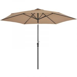 VidaXL Parasol d'extérieur avec LED et mât en acier 300 cm Taupe