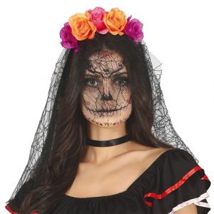 SERRE TÊTE À FLEURS MARIAGE HALLOWEEN Noir