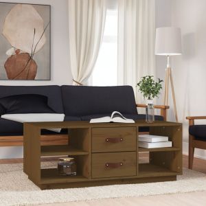 Image de VidaXL Table basse Marron miel 100x50x41 cm Bois massif de pin