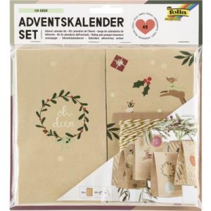 Folia 9387-Kit Oh Deer, 49 pièces de Bricolage DIY pour créer Un Calendrier de l'Avent Individuel, Paper, Brown, not known