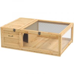 Pawhut Enclos pour tortue - parc pour tortue - niche, enclos extérieur, toits ouvrants verrouillables - plexiglas métal sapin pré-huilé